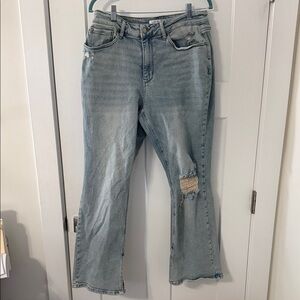 Judy Blue Light Blue Distressed Flare Jeans